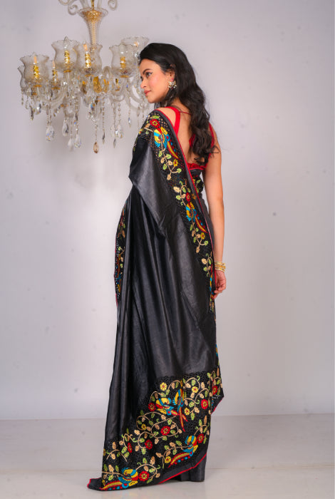 Tusser silk cut work