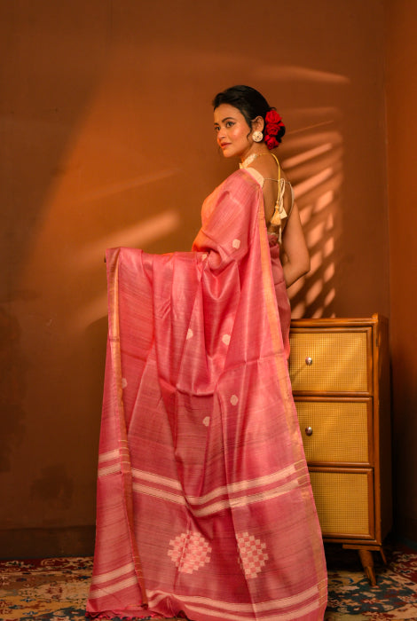 Pure tusser silk with work