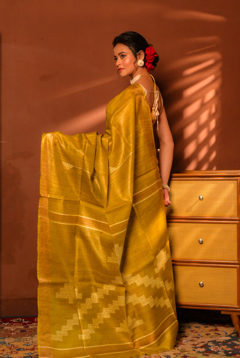 Pure tusser silk with work