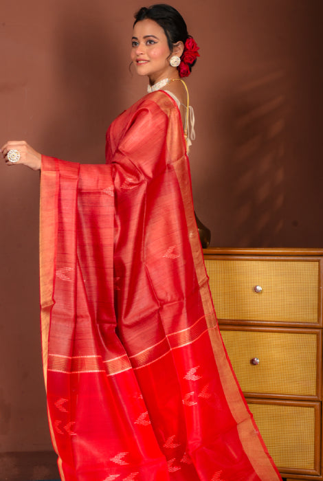 Pure tusser silk with work