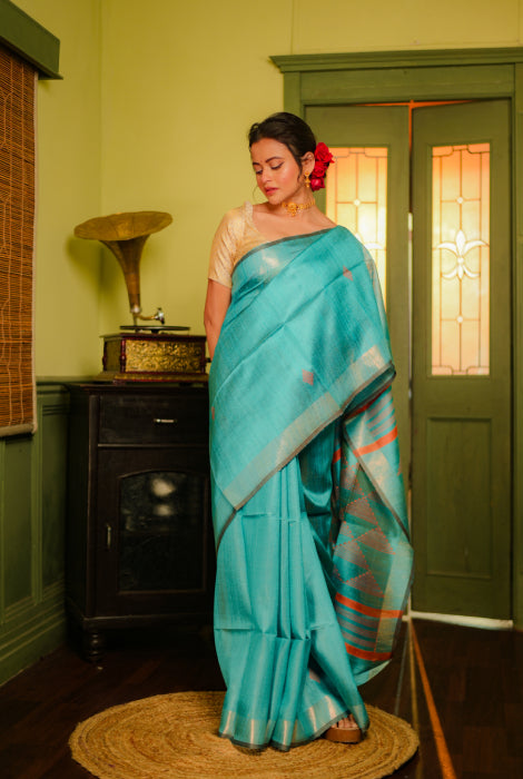 Pure tusser silk with work