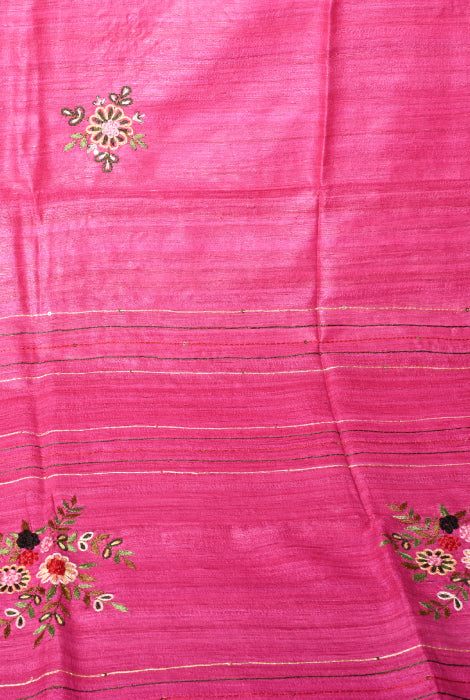 Tusser silk handwork saree