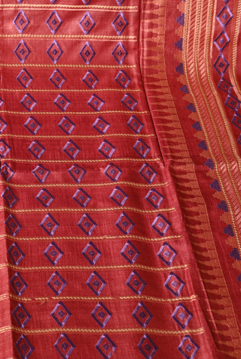 Pure tusser silk dyed and work on it