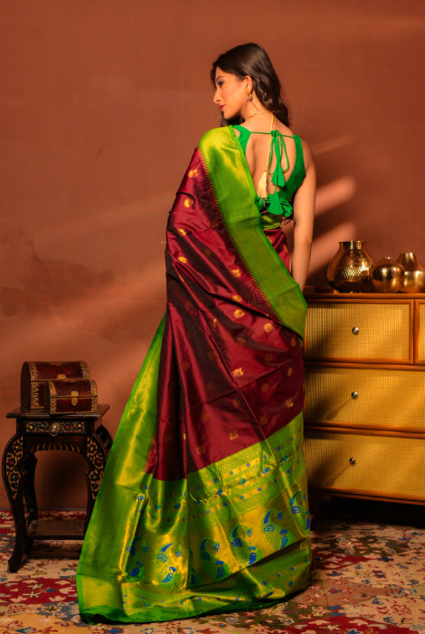 Paithani semi silk saree