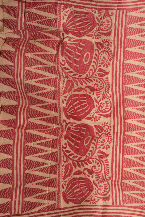 Pure tusser katha stitch saree