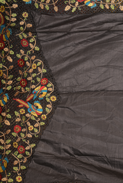 Tusser silk cut work