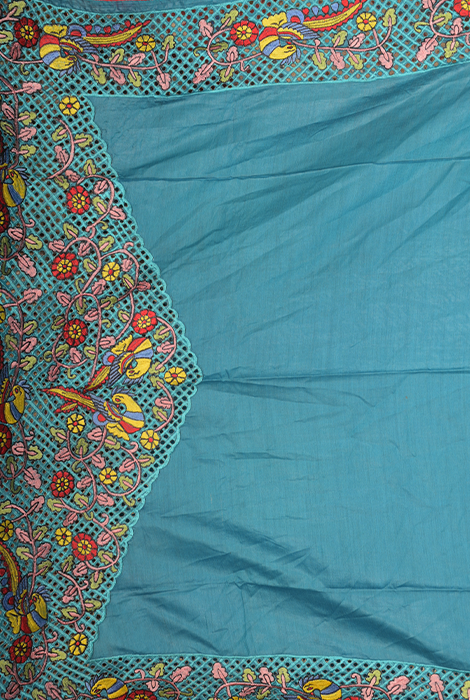 Tusser silk cut work