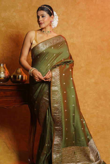 Crushed Banarasi semi silk