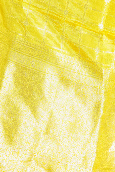Mashroo semi silk golden chks Banarasi