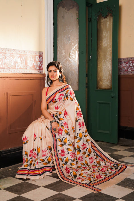 Pure tusser hand painted and katha work, Bengal, s pride