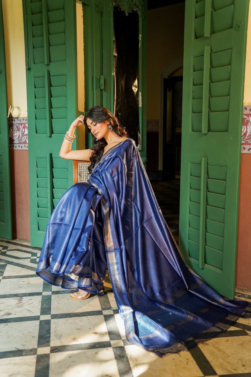 Slab tusser solid color saree