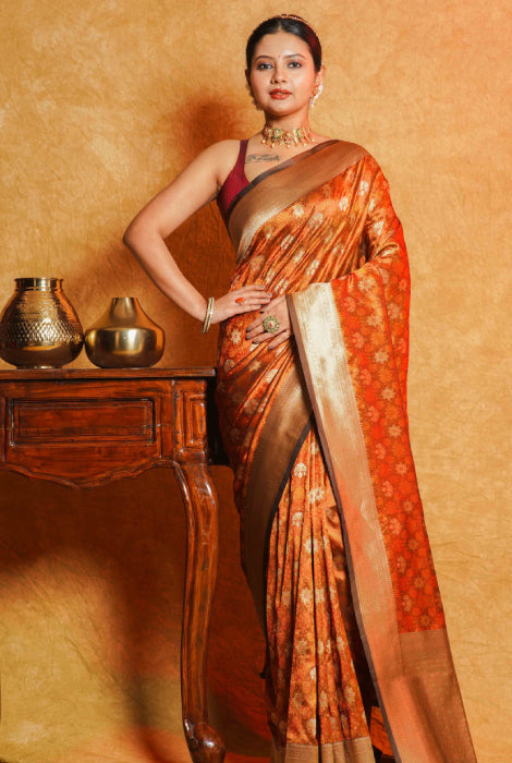 Banarasi semi silk  jamebhar saree