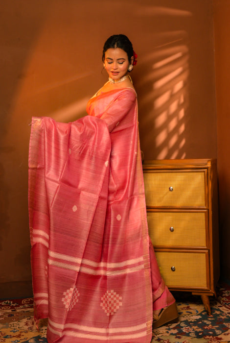 Pure tusser silk with work
