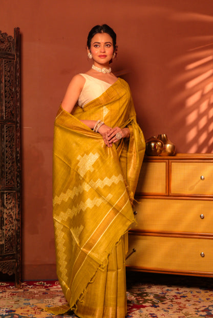 Pure tusser silk with work
