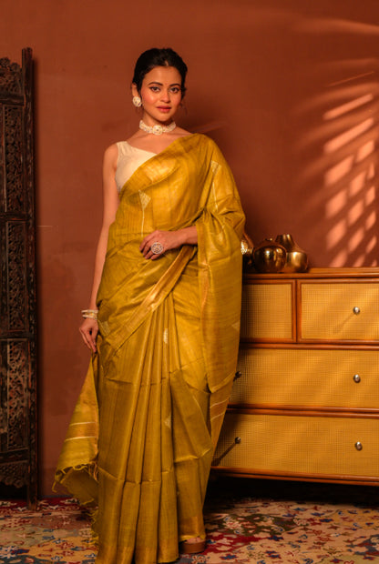 Pure tusser silk with work