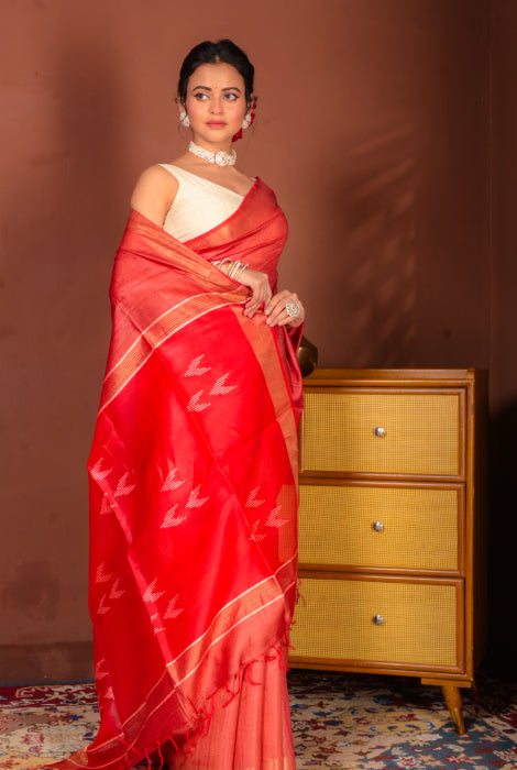 Pure tusser silk with work