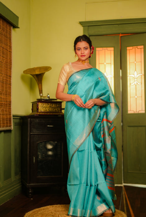 Pure tusser silk with work