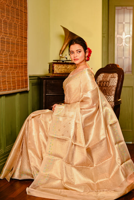 Pure tusser silk with work