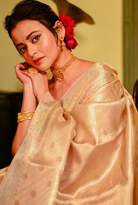 Pure tusser silk with work