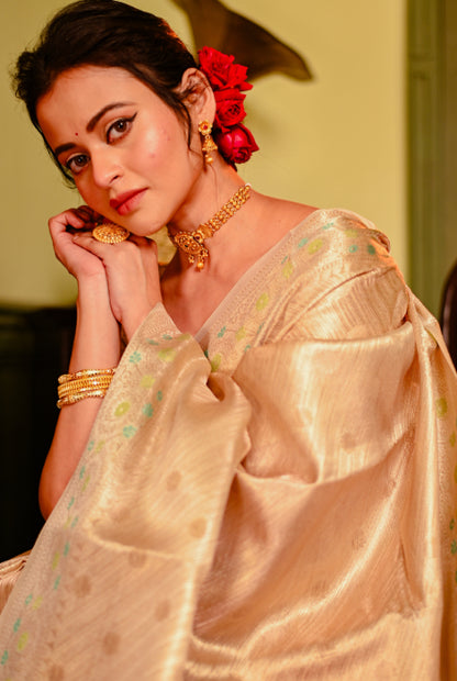 Pure tusser silk with work