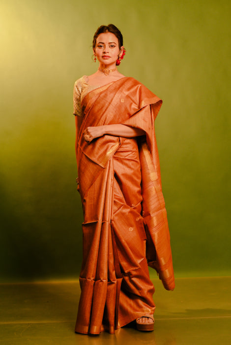 Pure tusser silk with work