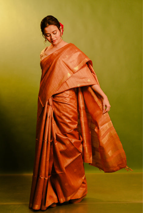 Pure tusser silk with work