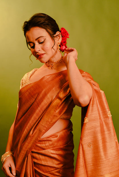 Pure tusser silk with work