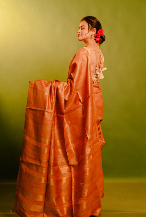 Pure tusser silk with work