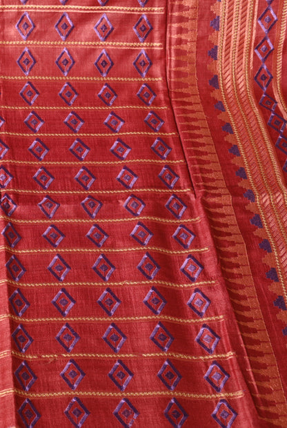 Pure tusser silk dyed and work on it