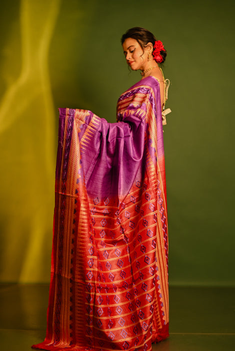 Pure tusser silk dyed and work on it