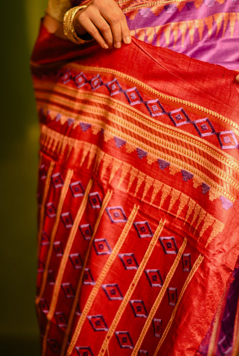 Pure tusser silk dyed and work on it