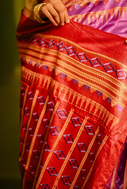 Pure tusser silk dyed and work on it