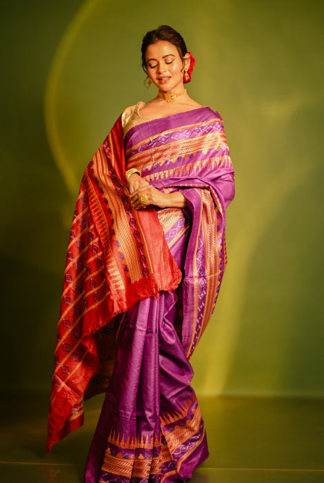 Pure tusser silk dyed and work on it