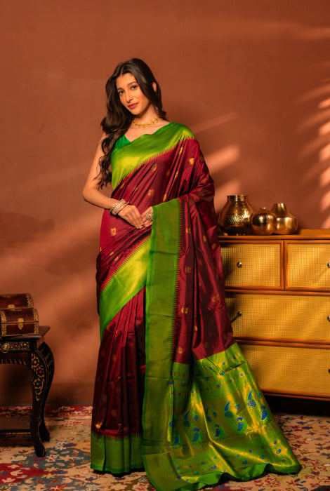 Paithani semi silk saree