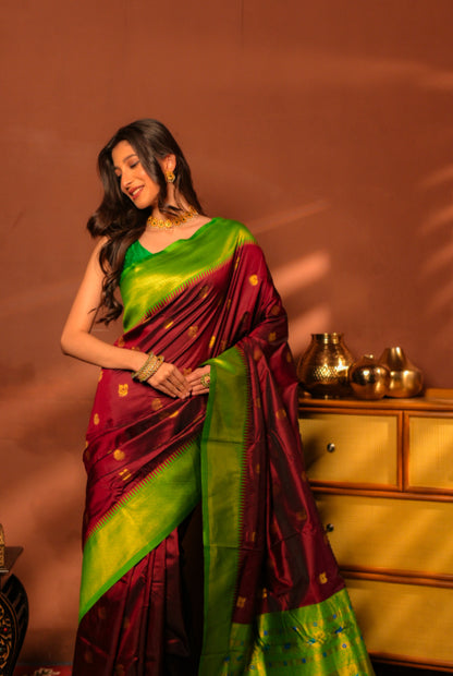Paithani semi silk saree