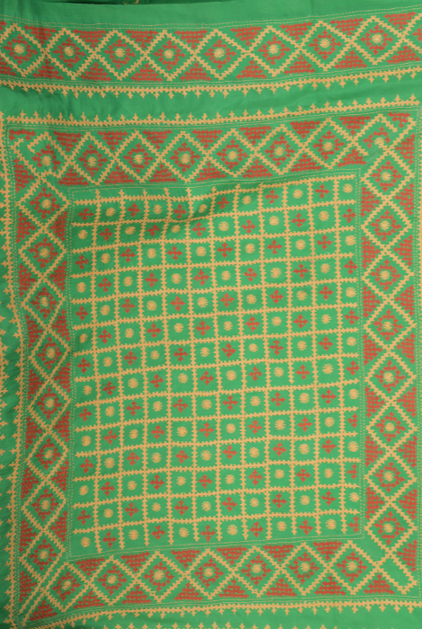 Pure Bishnupuri katan silk Gujarati stitch