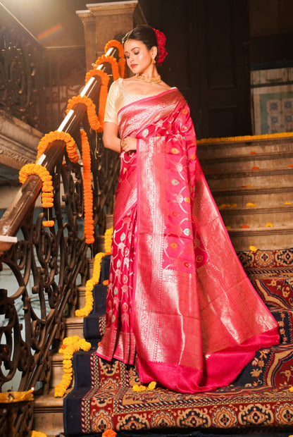 Banarasi semi katan silk  jangle work saree