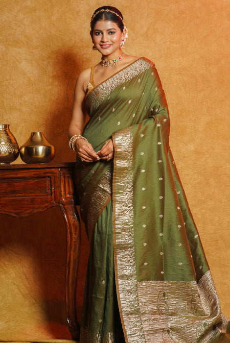 Crushed Banarasi  semi silk