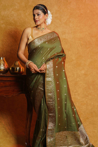 Crushed Banarasi  semi silk