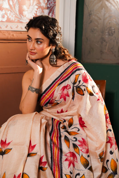 Pure tusser hand painted  and katha work, Bengal,  s pride