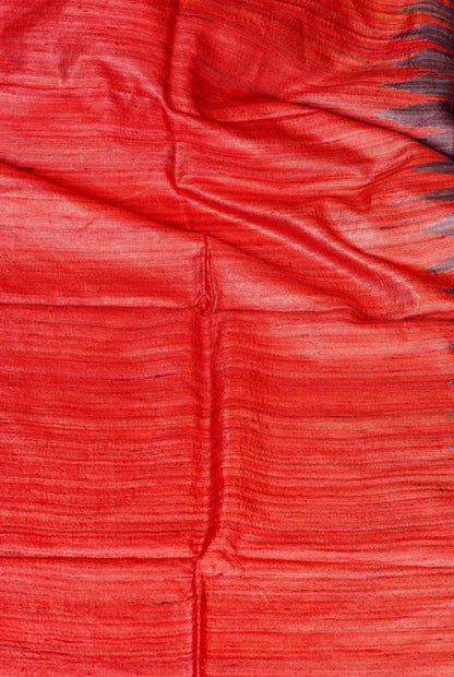 Raw tusser silk  temple paad ikkat pallu saree