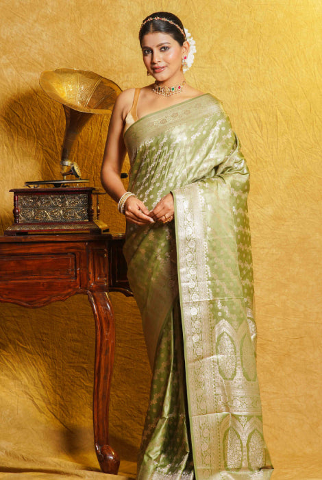 Satin katan silk jangla work