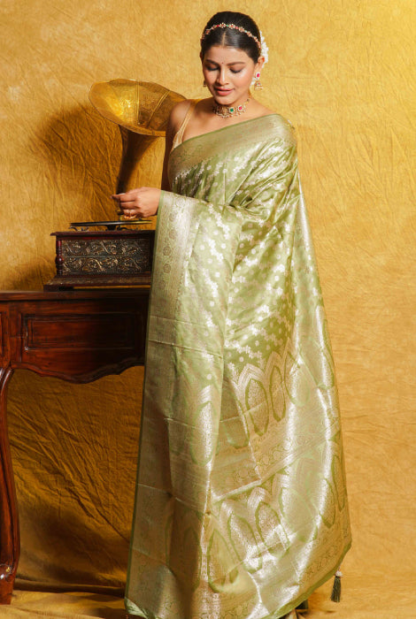 Satin katan silk jangla work