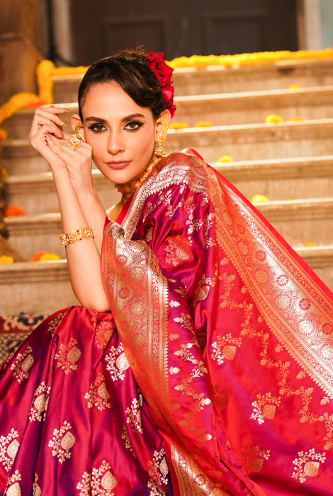 Semi mashroo Banarasi  silk saree