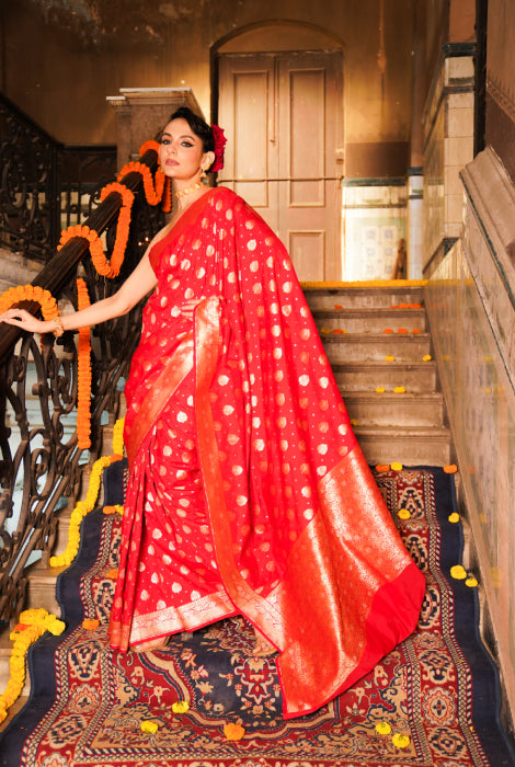Semi Banarasi katan silk saree