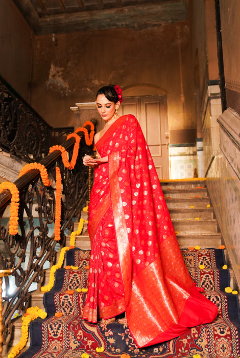 Semi Banarasi katan silk saree