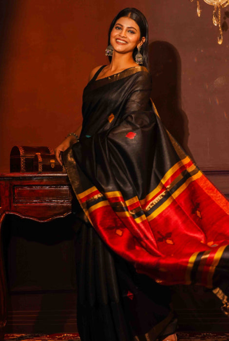 Tusser silk work saree