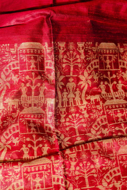 Work on Tusser silk and zari paad saree